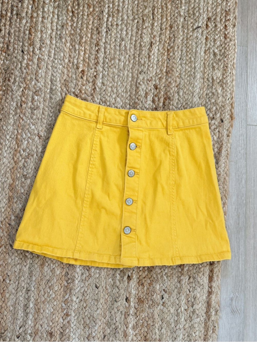 Celebrity Pink Bright Yellow Button-Front Mini Skirt